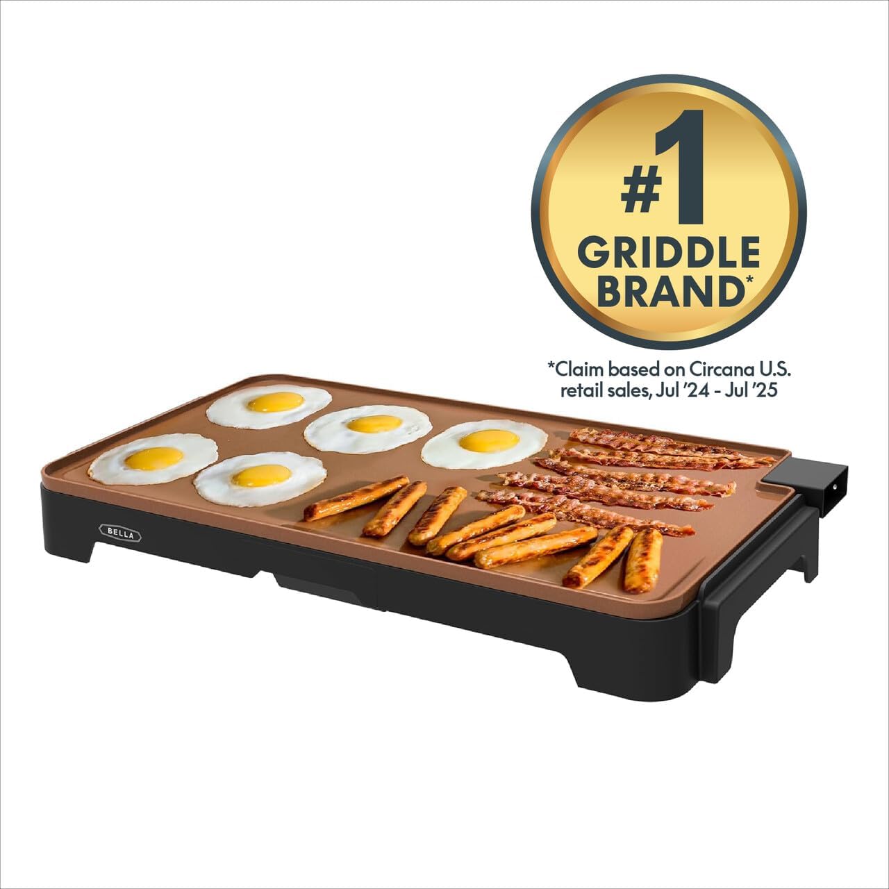 bella XL Electric Ceramic Titanium Griddle, Make 15 Eggs At Once, Heal