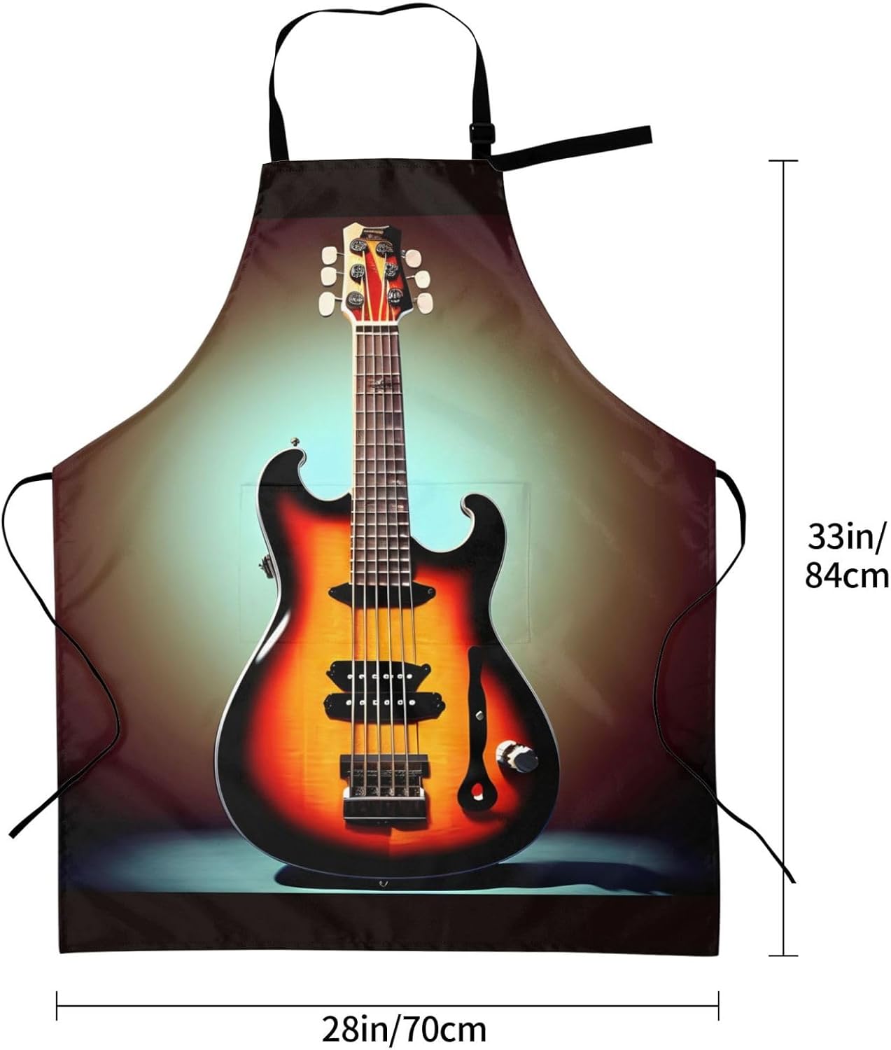 Guitar Bass Music Musical Instrument print Waterproof apron with pocket adjustable cooking apron for adult kitchen bibs to bake