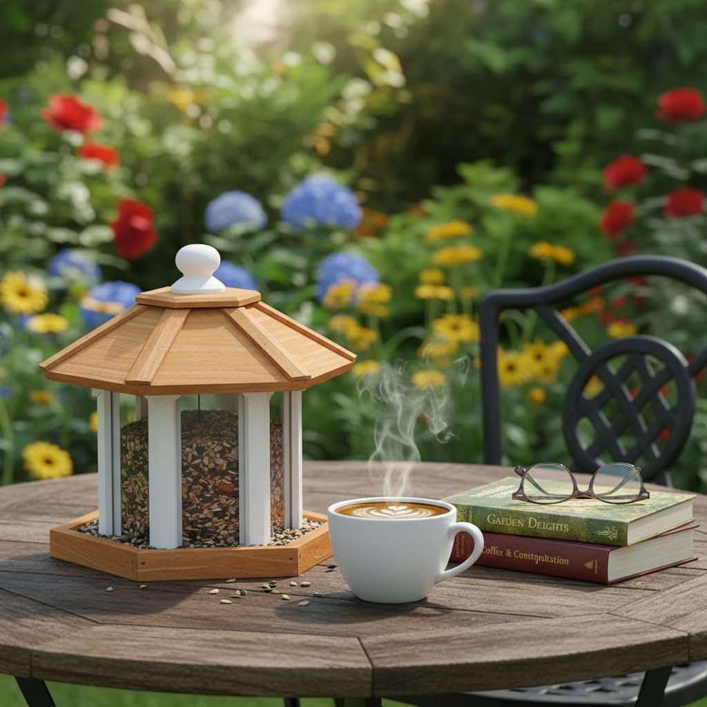 2026 Large Gazebo Bird Feeders for Outside Clearance - Bird Feeder Kit for Adults to Build- Hanging Birdfeeder for Outdoor-Rust Proof Mesh-Cedar Wood Longtime Lasting-(6 Lbs Capacity)