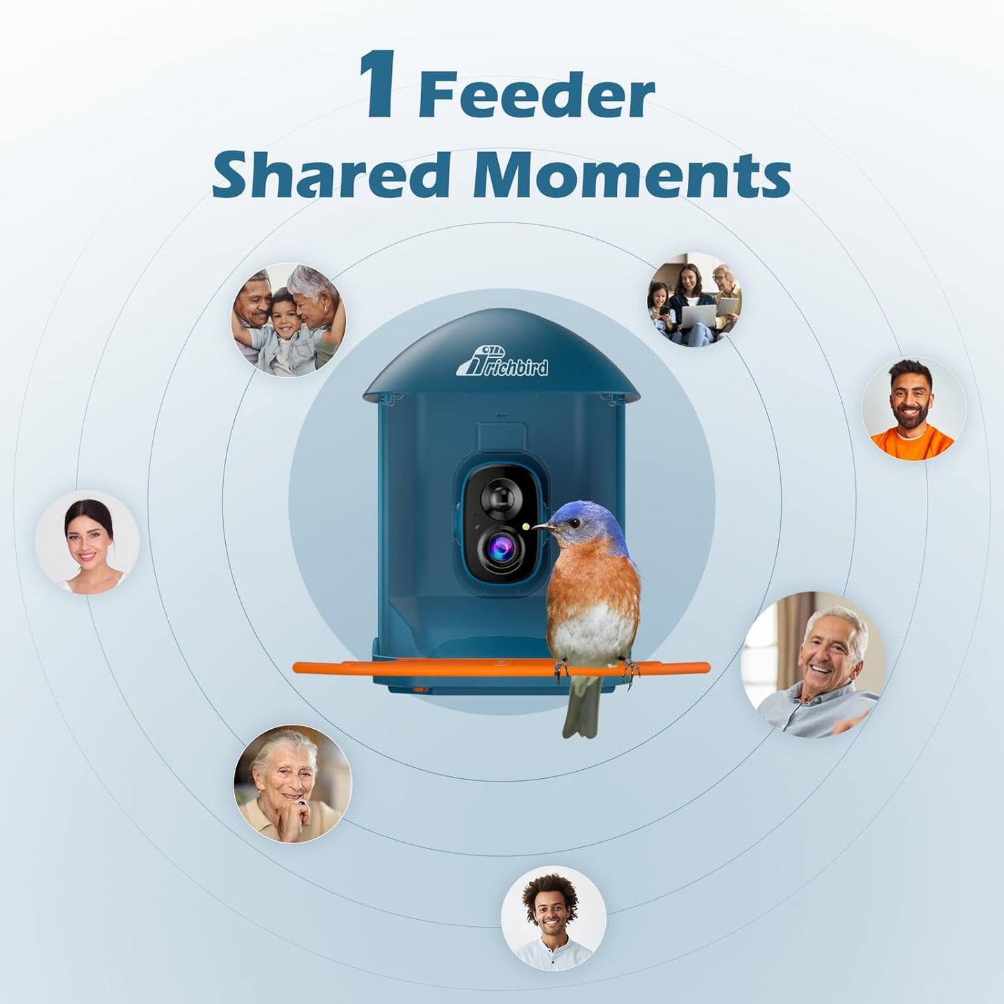 Smart Bird Feeder with Camera, 2K HD Birdwatching Camera with AI Identify Bird Species & Solar Panel, Auto Video Capture & Instant Notifications, Ideal Gifts for Lover, Deep Blue