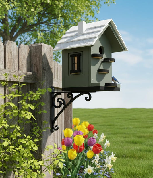 Large Bird Houses for Outside Clearance Wooden Bird House Kit - Bluebird House for Outside - Build it Yourself Birdhouse Kits for Adults to Build - Pole Mountable - Easy Open for Cleaning