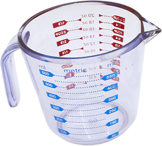 FEESHOW Plastic Measuring Cup with Handle, Pool Measuring Cup, Plastic Measure Pitcher for Lawn Care, Pet Food Blue Red One Size