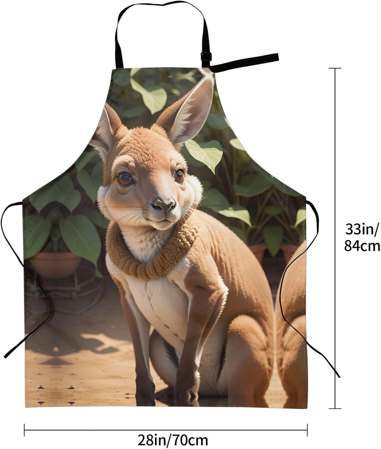 Funny for Kangaroo Zoo print Waterproof chef's apron with pocket apron for kitchen cooking baking barbecue and gardening