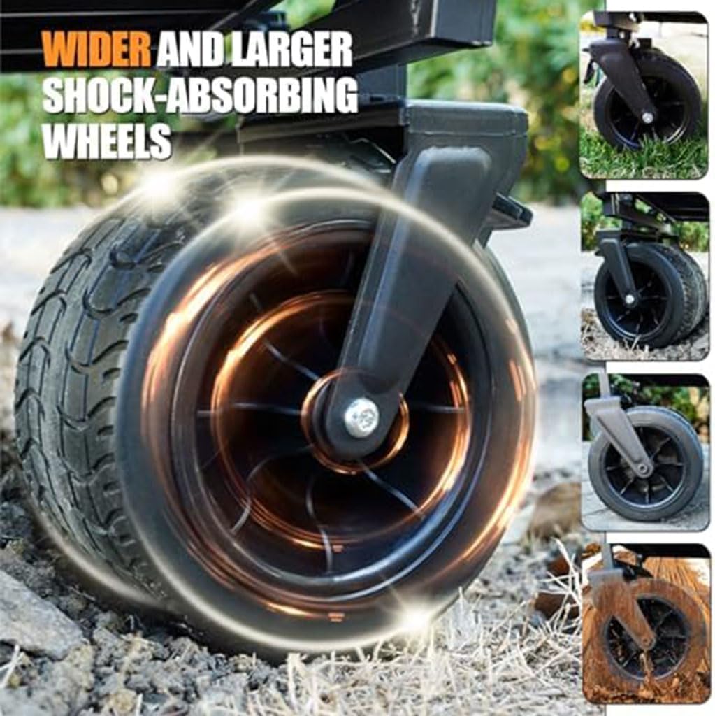Electric Camping Cart Power-Assisted Folding Wagon with 200L/150KG Large Capacity Portable Garden Trolley for Outdoor Activities Beach Picnics & Festivals