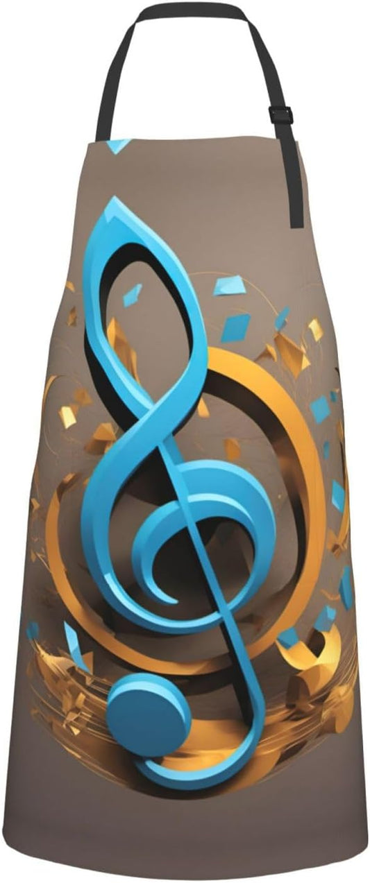 Music Note print Waterproof apron with pocket adjustable cooking apron for adult kitchen bibs to bake