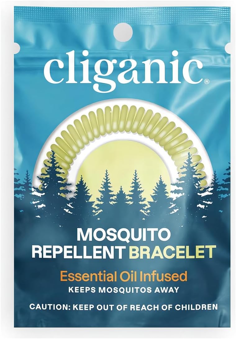 Cliganic 10 Pack Mosquito Repellent Bracelets for Adults & Kids - Natural DEET-Free Bands, Individually Wrapped