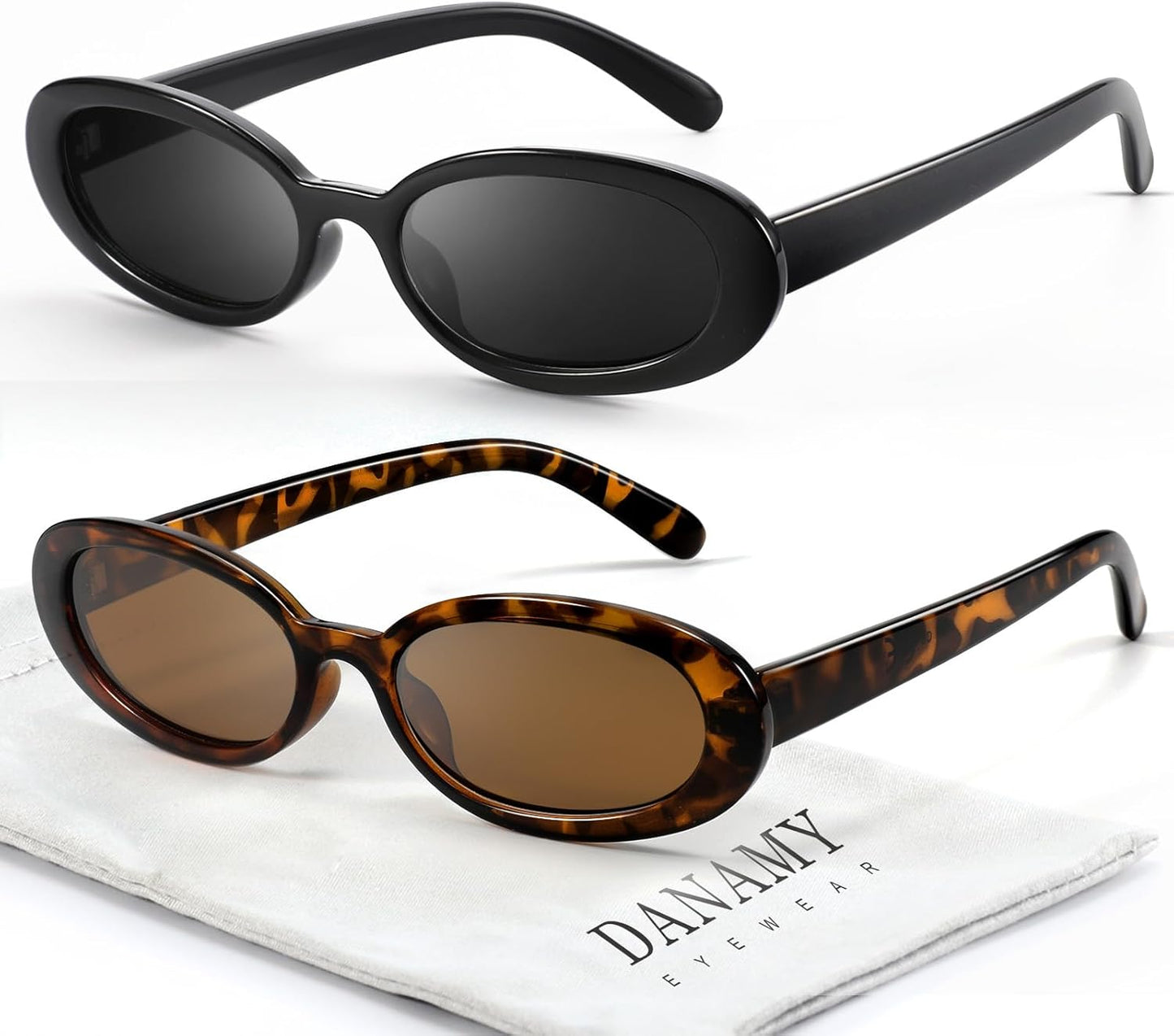 DANAMY Sunglasses Womens Retro Oval Sunglasses for Women Men Fashion S