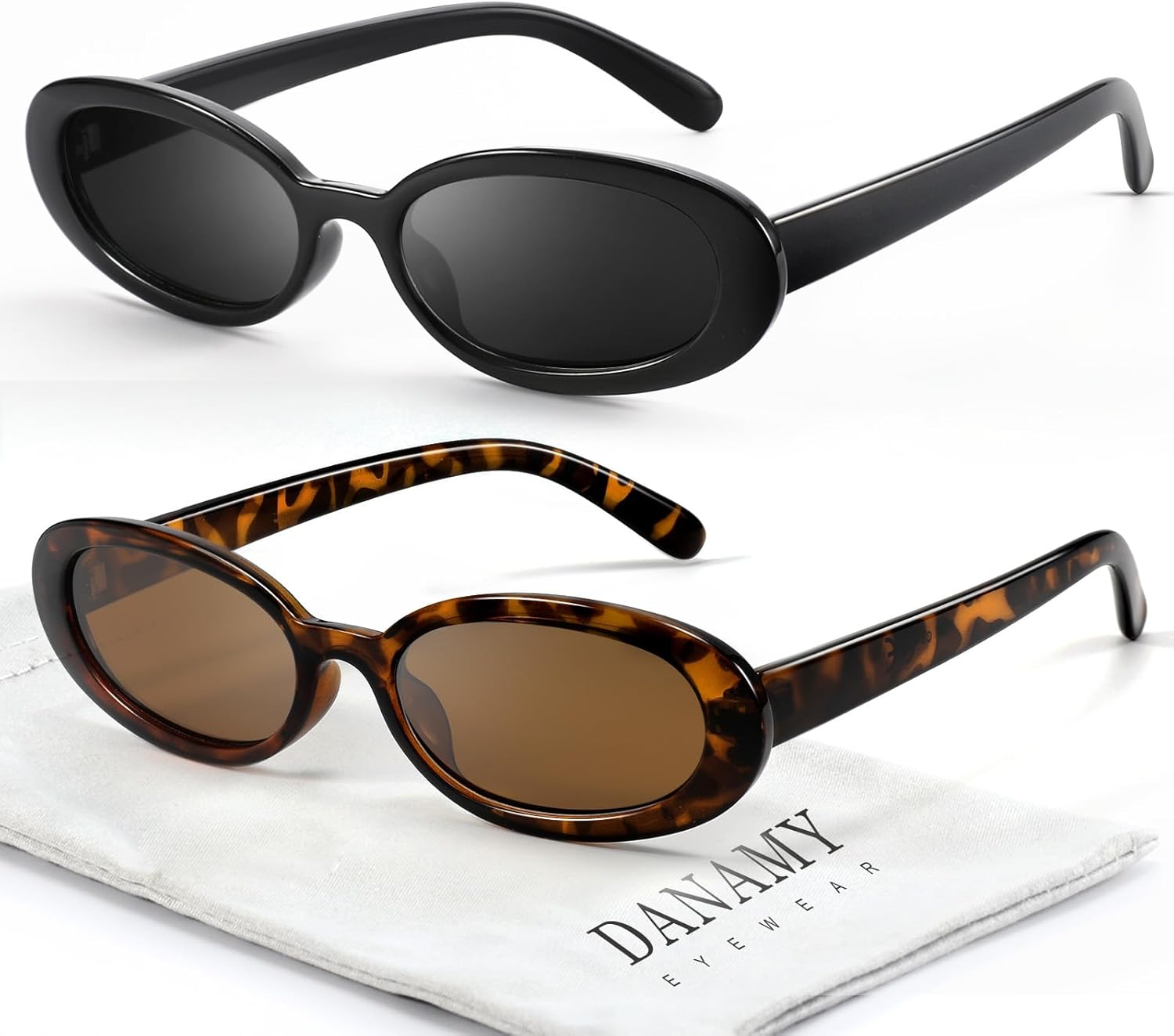 DANAMY Sunglasses Womens Retro Oval Sunglasses for Women Men Fashion S
