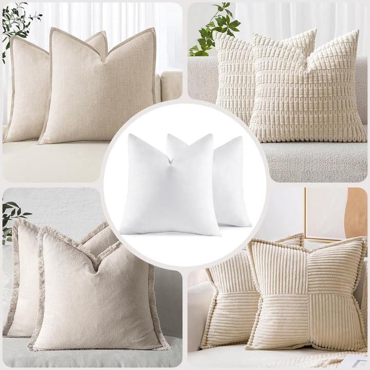 MIULEE 26x26 Euro Pillow Inserts,Set of 2 Down Feather Throw Pillows f