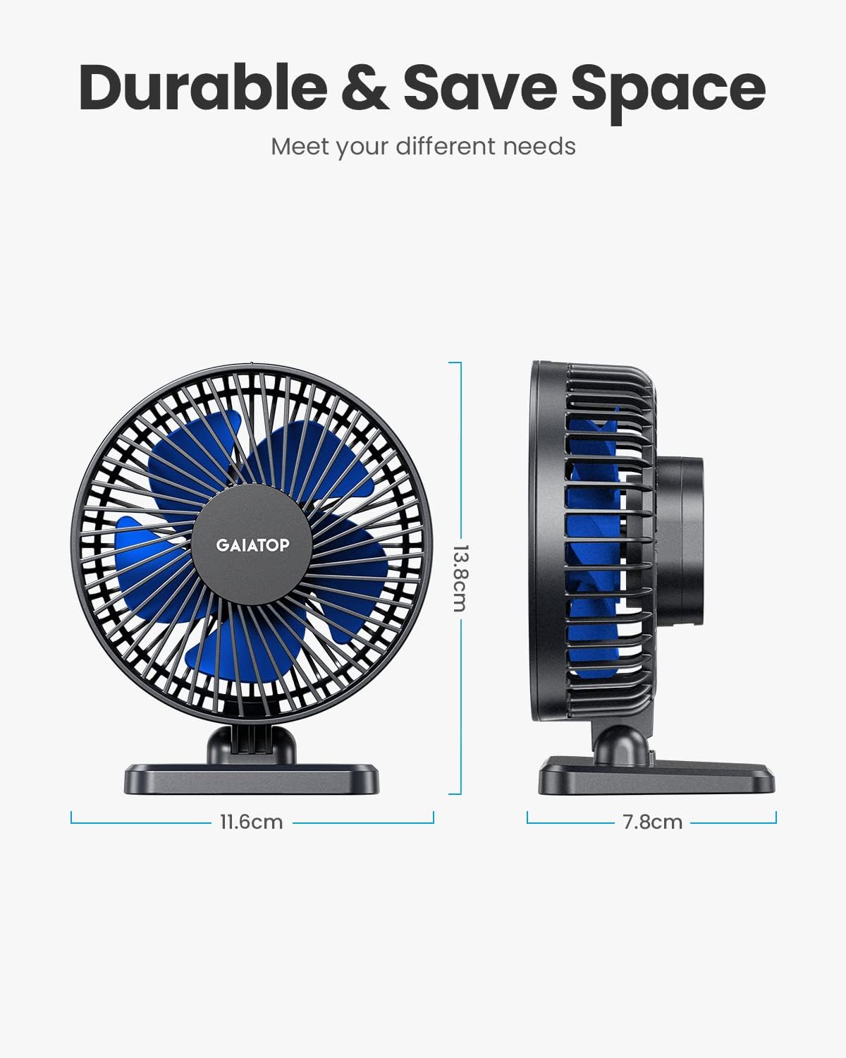 Gaiatop USB Desk Fan, Small But Powerful, Personal Portable Quiet 3 Sp