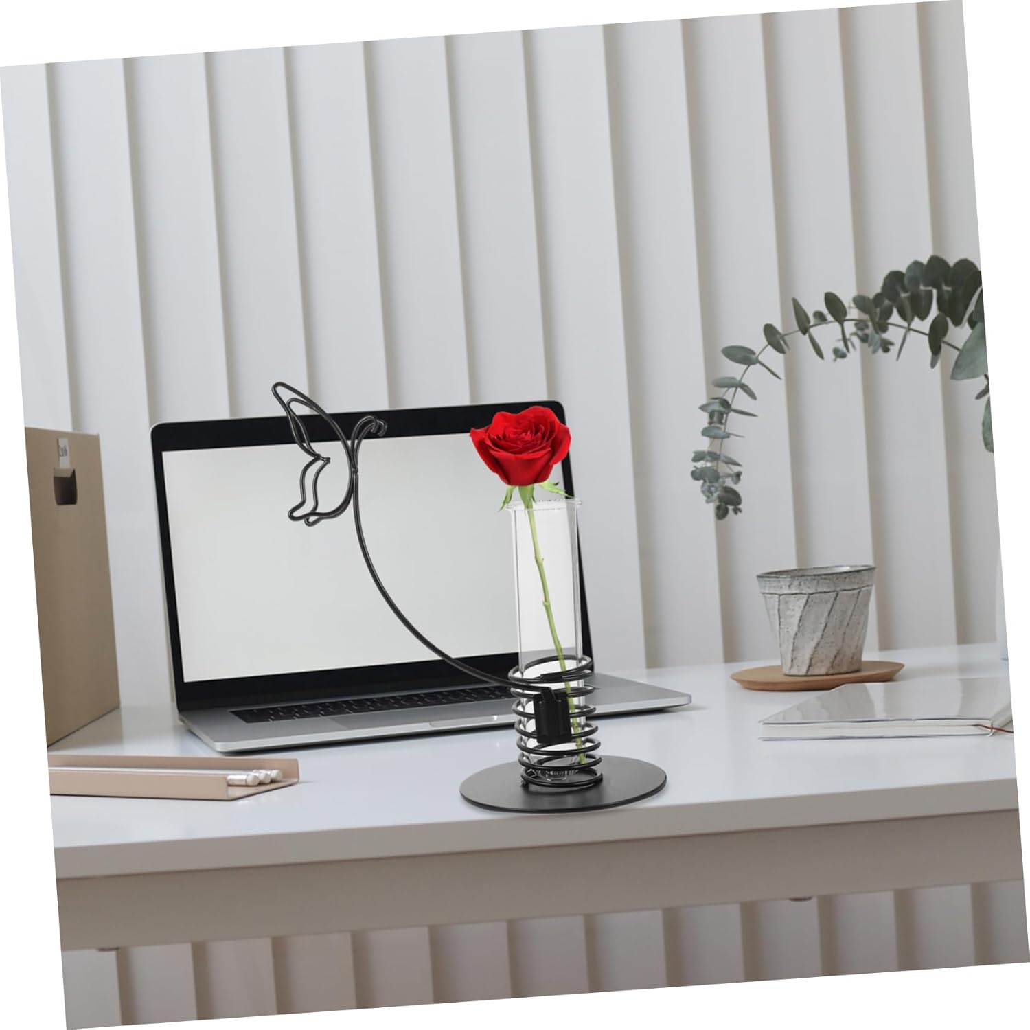 PRETYZOOM Nordic Style Glass Tube Planter with Iron Frame Elegant Hydr