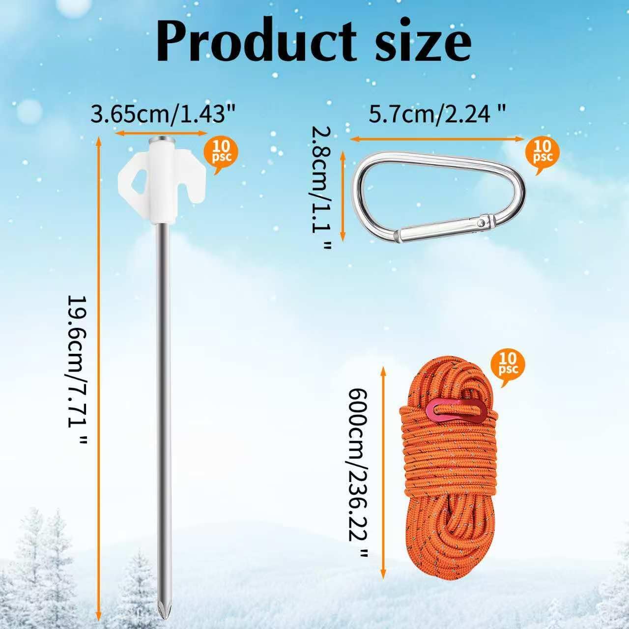 10 Sets Christmas Metal Inflatables Stakes, 7.7'' Heavy Duty Inflatabl