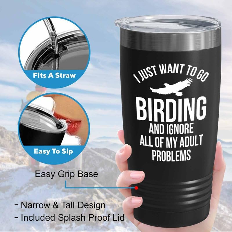 Birding Black Edition Viking Tumbler 20oz - Go birding - Bird Feeder B