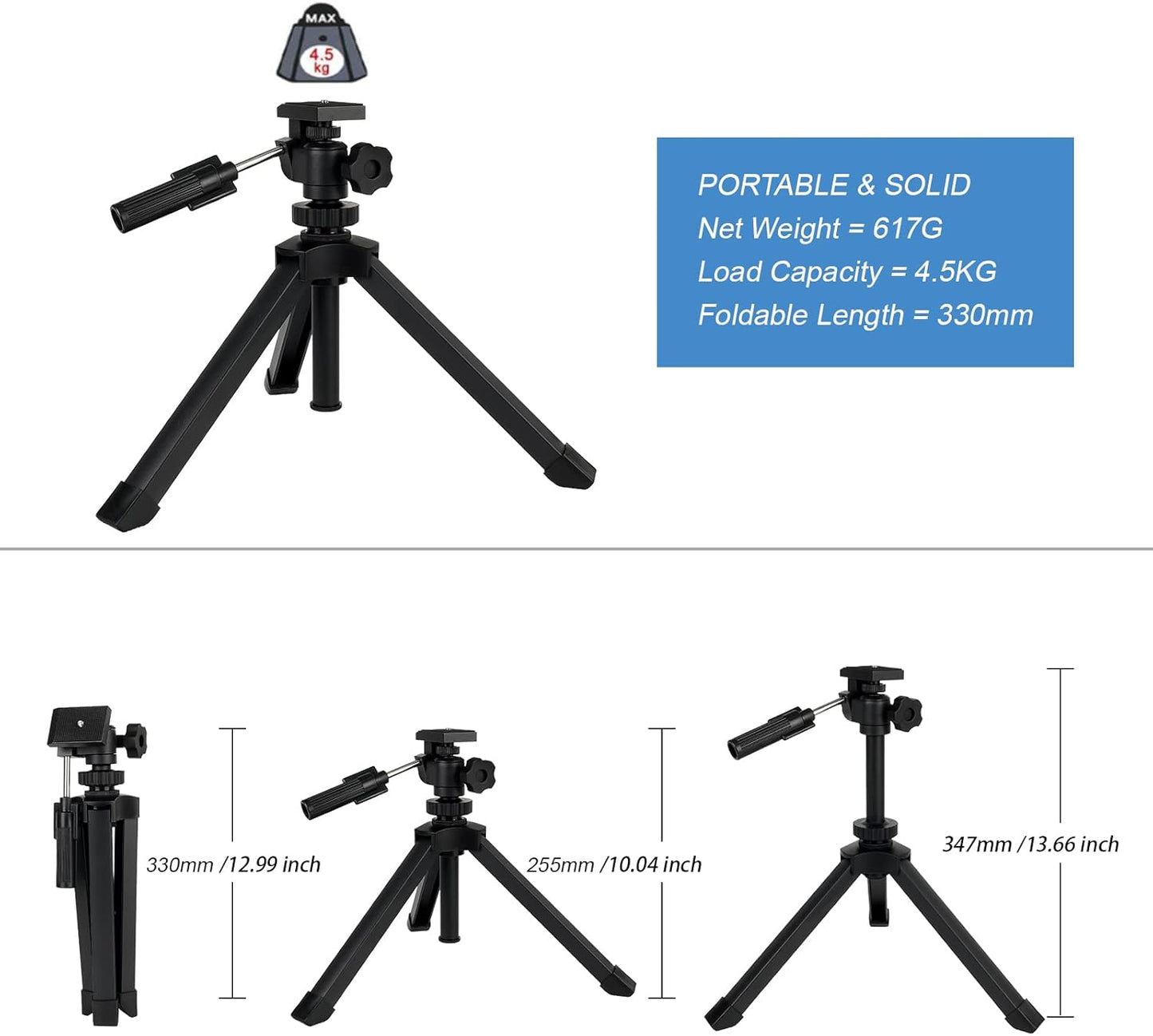SVBONY SV146 Tabletop Tripod, Spotting Scope, Adjustable Portable Tripod for Spotting Scope Binoculars Monoculars DSLR Cameras
