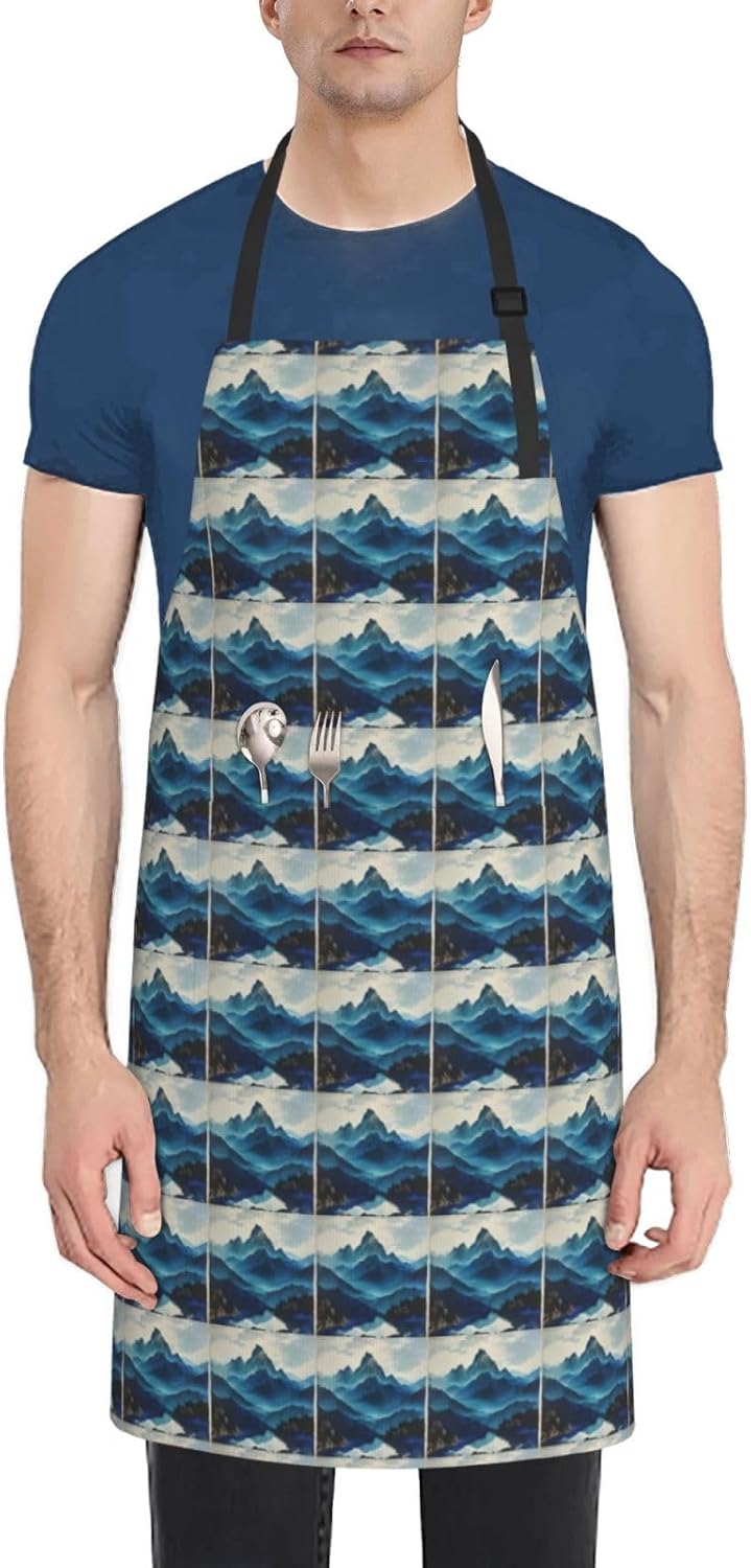 YANYU Rocky mountain Print 28x33 In Kitchen Apron Stylish Chef Apron w