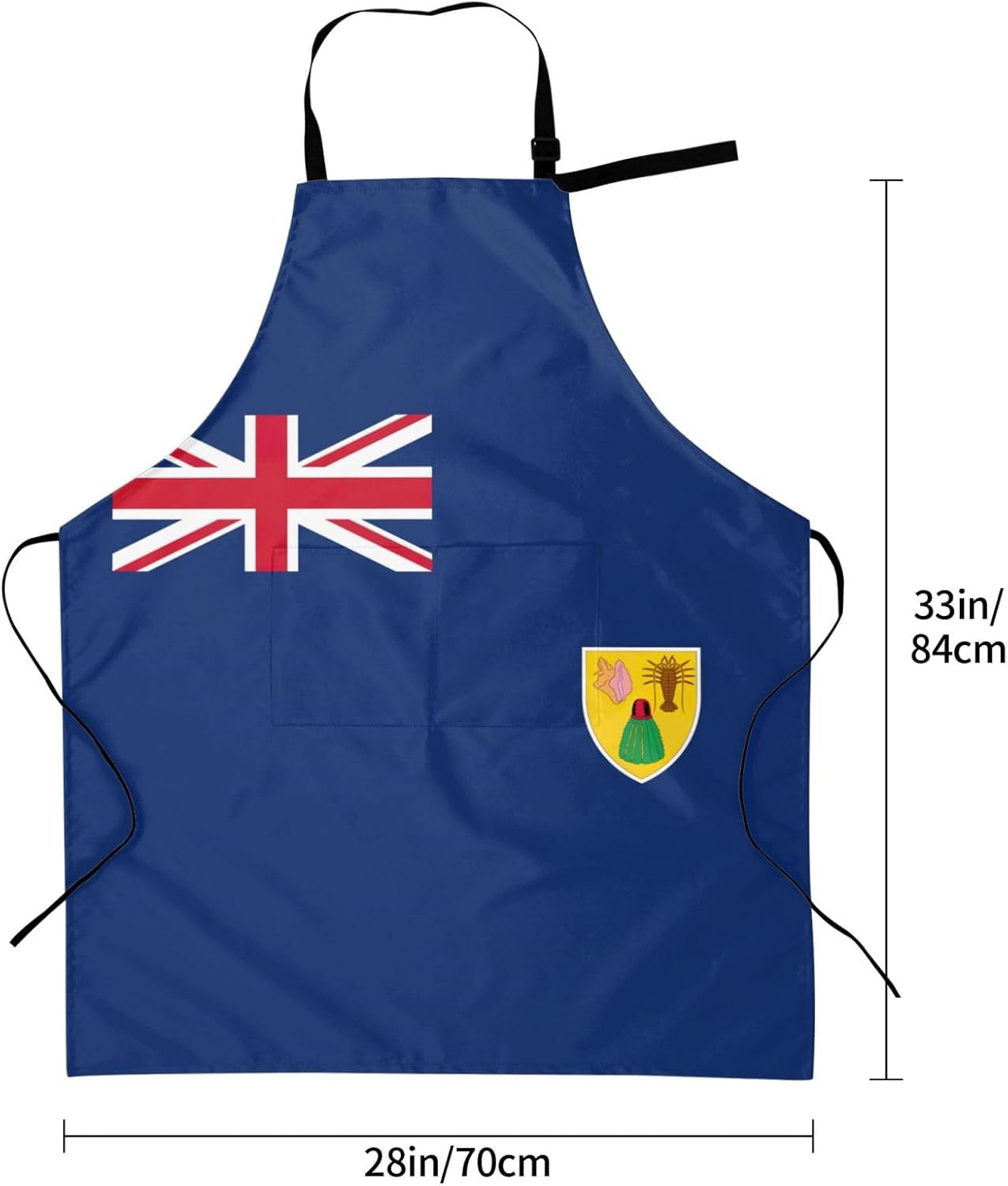 Flag of the Turks and Caicos Islands print Waterproof chef's apron with pocket apron for kitchen cooking baking barbecue and gardening