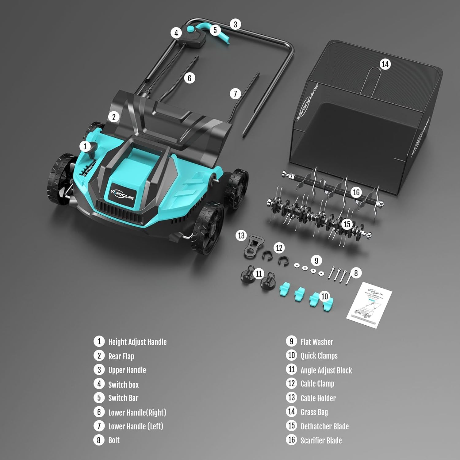 Electric Dethatcher and Scarifier, 2-in-1 Lawn Dethatcher with 10.5 Ga