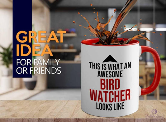 Bird Lover Two Tone Red Edition 11oz - Awsome Bird Watcher Looks Like 