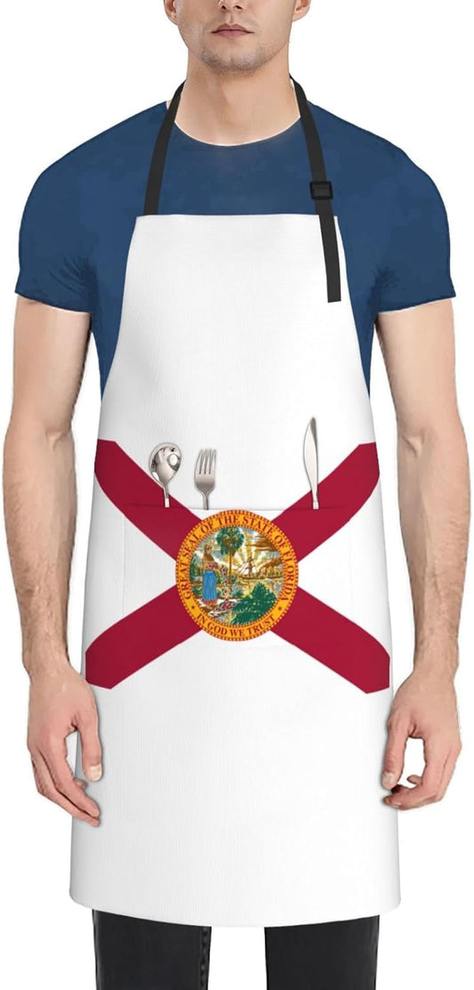 Flag of Florida Print Laundry apron 28x33 In Waterproof Kitchen Apron 