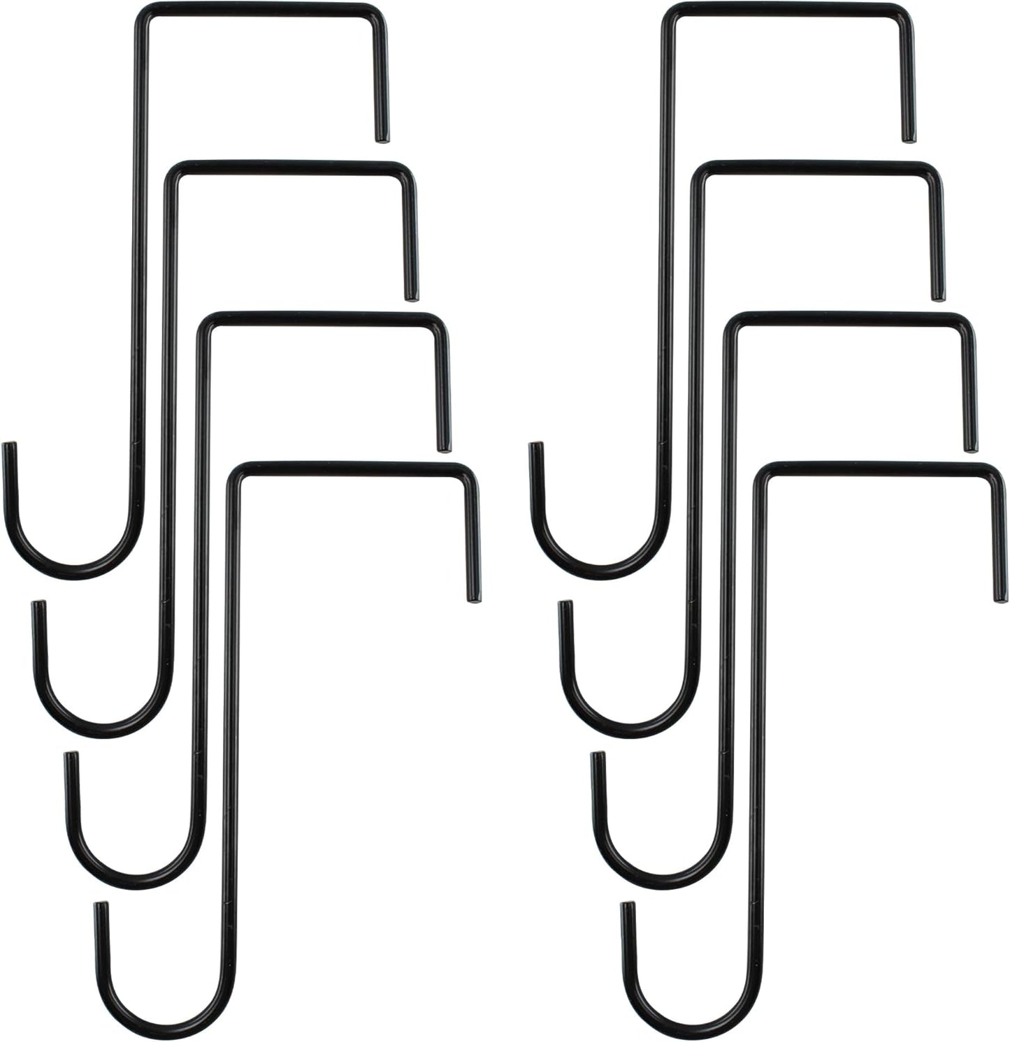 8Pcs 3 x 8 Inches Black Vinyl Fence Hooks, Light Vinyl Siding Hooks for Outdoor String Lights, Hanging Outdoor, Deck Bird Feeder Hanger for Railing, Plant Hangers(8Pcs, Black)