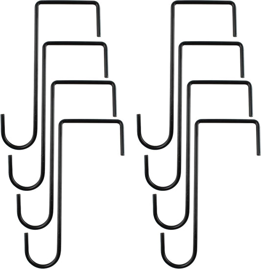 8Pcs 3 x 8 Inches Black Vinyl Fence Hooks, Light Vinyl Siding Hooks for Outdoor String Lights, Hanging Outdoor, Deck Bird Feeder Hanger for Railing, Plant Hangers(8Pcs, Black)