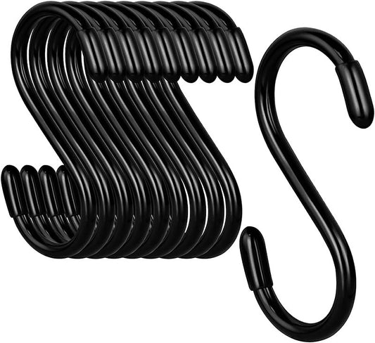 12 Pack 3-Inch Heavy Duty Vinyl Coated S Hooks for Hanging – Non-Slip,