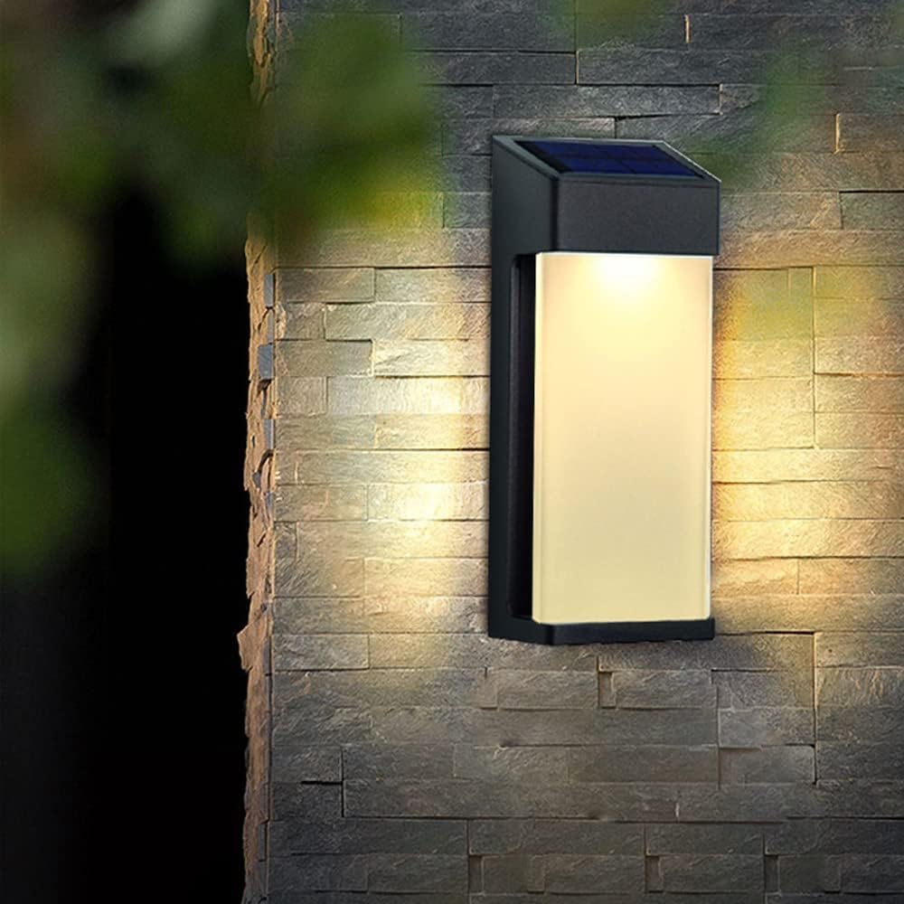 Wall Sconces Garden Lamps Fence 2-Pack Solar Lights Outdoor Sconce Modern Porch Lighting Fixtures Outside Lanterns Compatible with Door Front Patio Garage Entryway