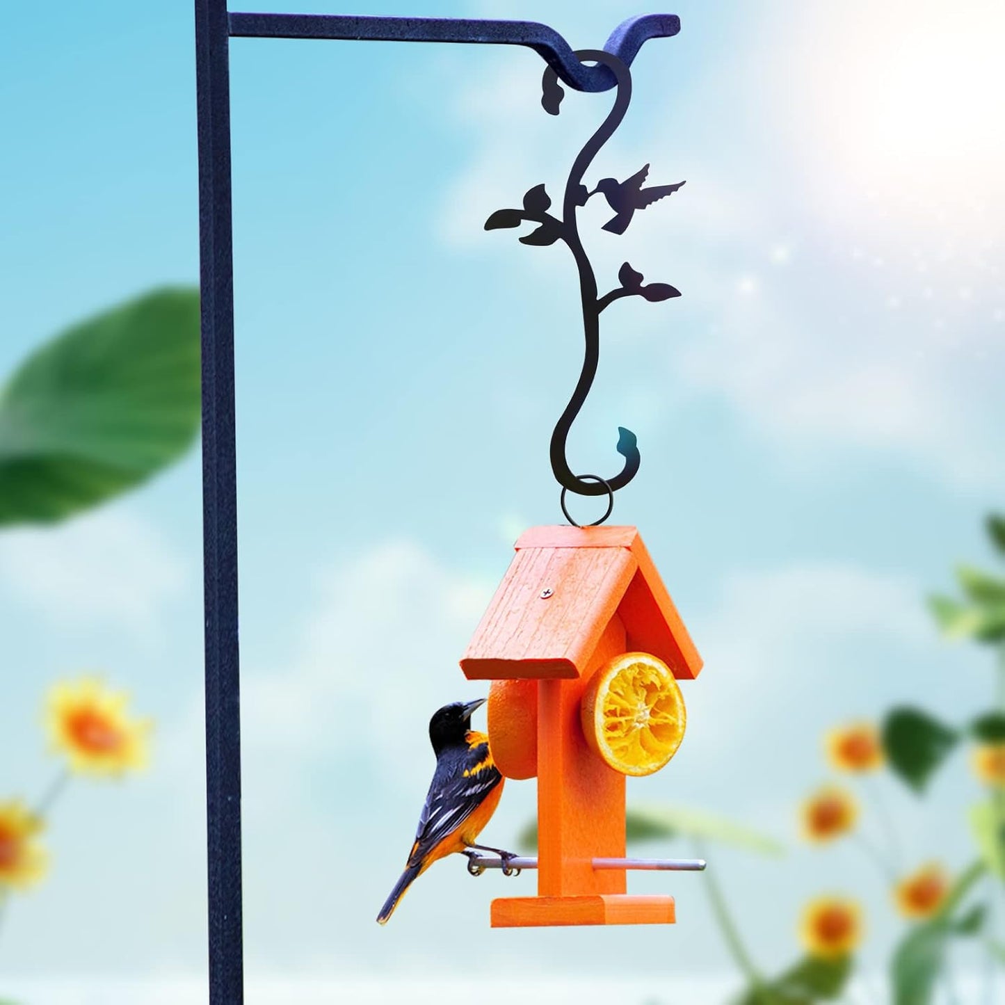 Hummingbird Bird Feeder Hanger Hooks for Outdoors Hanging, Shepherds Hanging Plant Hooks, S Garden Fence Hooks for House, Wind Chimes, Flower Basket(2PCS)