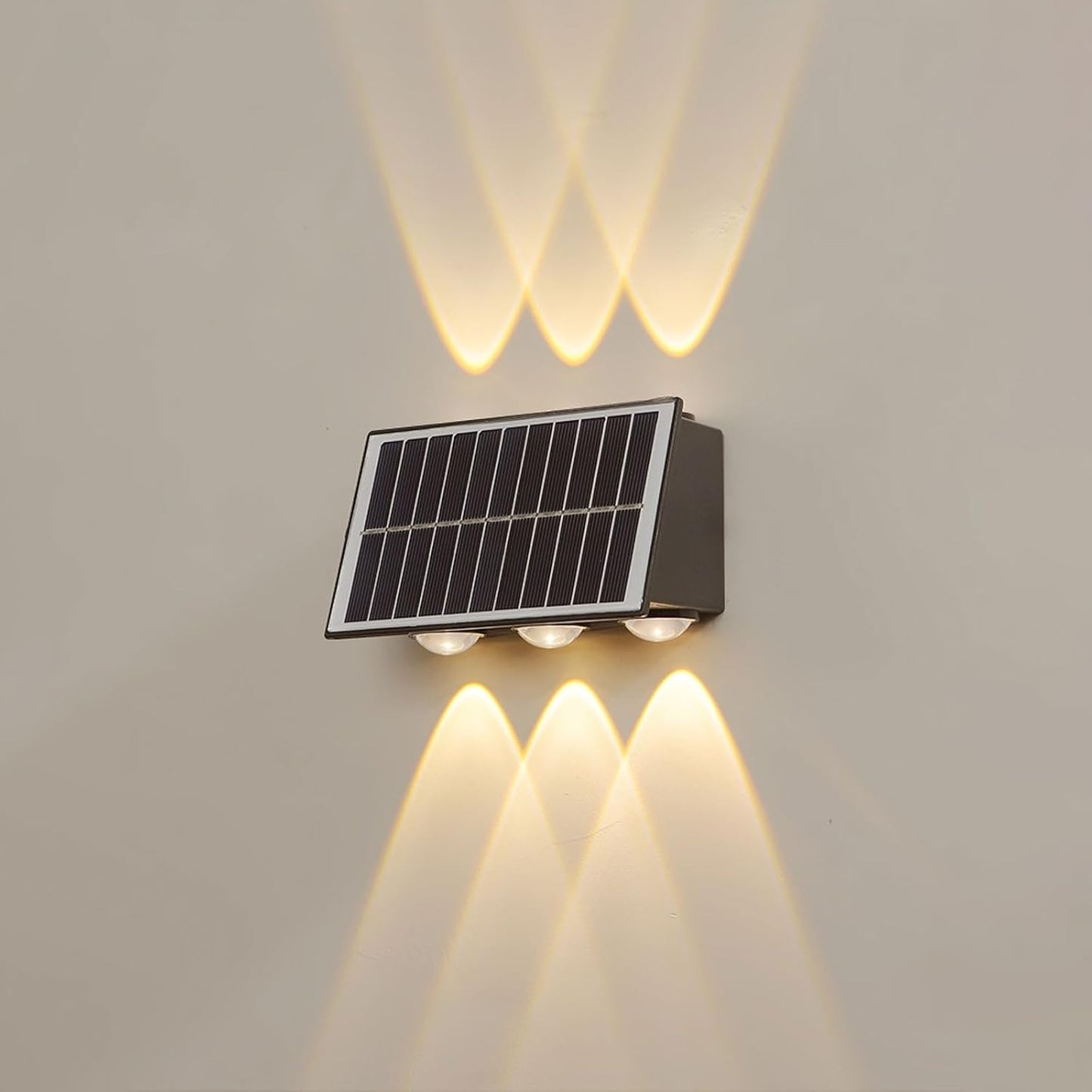 Modern Solar LED Outdoor Wall Light Sconce IP65 Waterproof Aluminum Up Down Light Fixture, Dusk to Dawn Auto On/Off Exterior Warm Lighting for Garden Patio Porch Fence Pathway Cottage(Small)