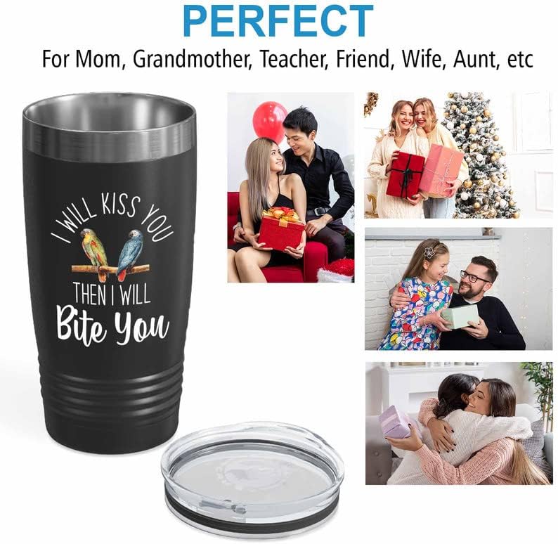 Bird Lover Black Edition Viking Tumbler 20oz - Kiss Then bite You - Hummingbird Nest Cage Parrot Dad Gardening Outdoor Birdwatcher Feeder