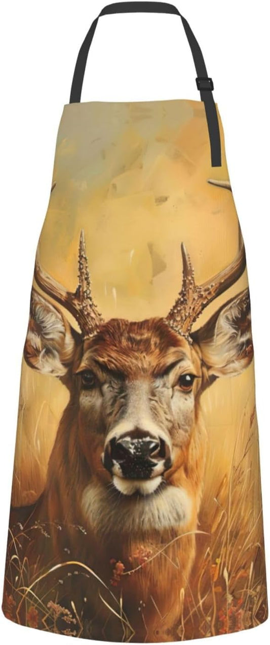 Wild Deer print Waterproof chef's apron with pocket apron for kitchen 