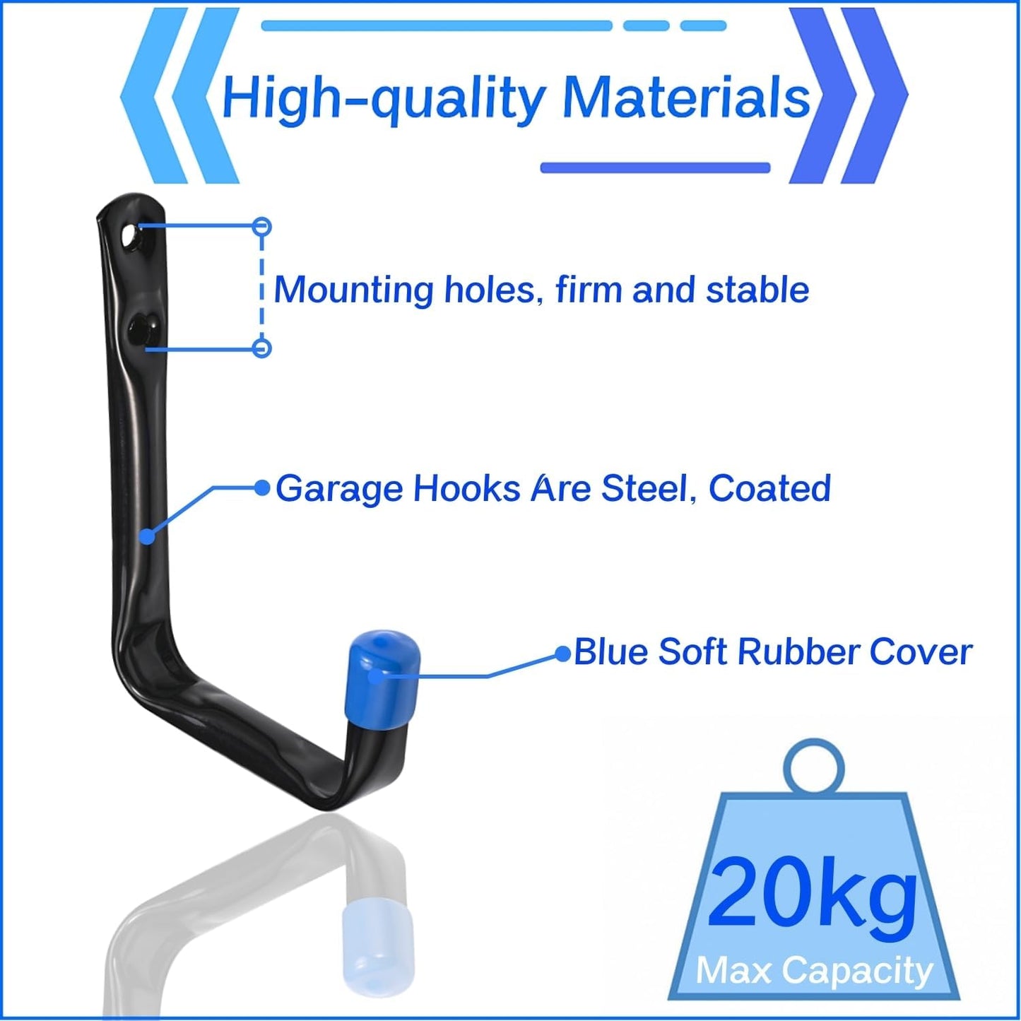 Garage Storage Hooks, 16 Pcs Heavy Duty Wall Mount J Utility Hangers for Tools, Cable, Extension Cord (‎19G-3.3inch16)