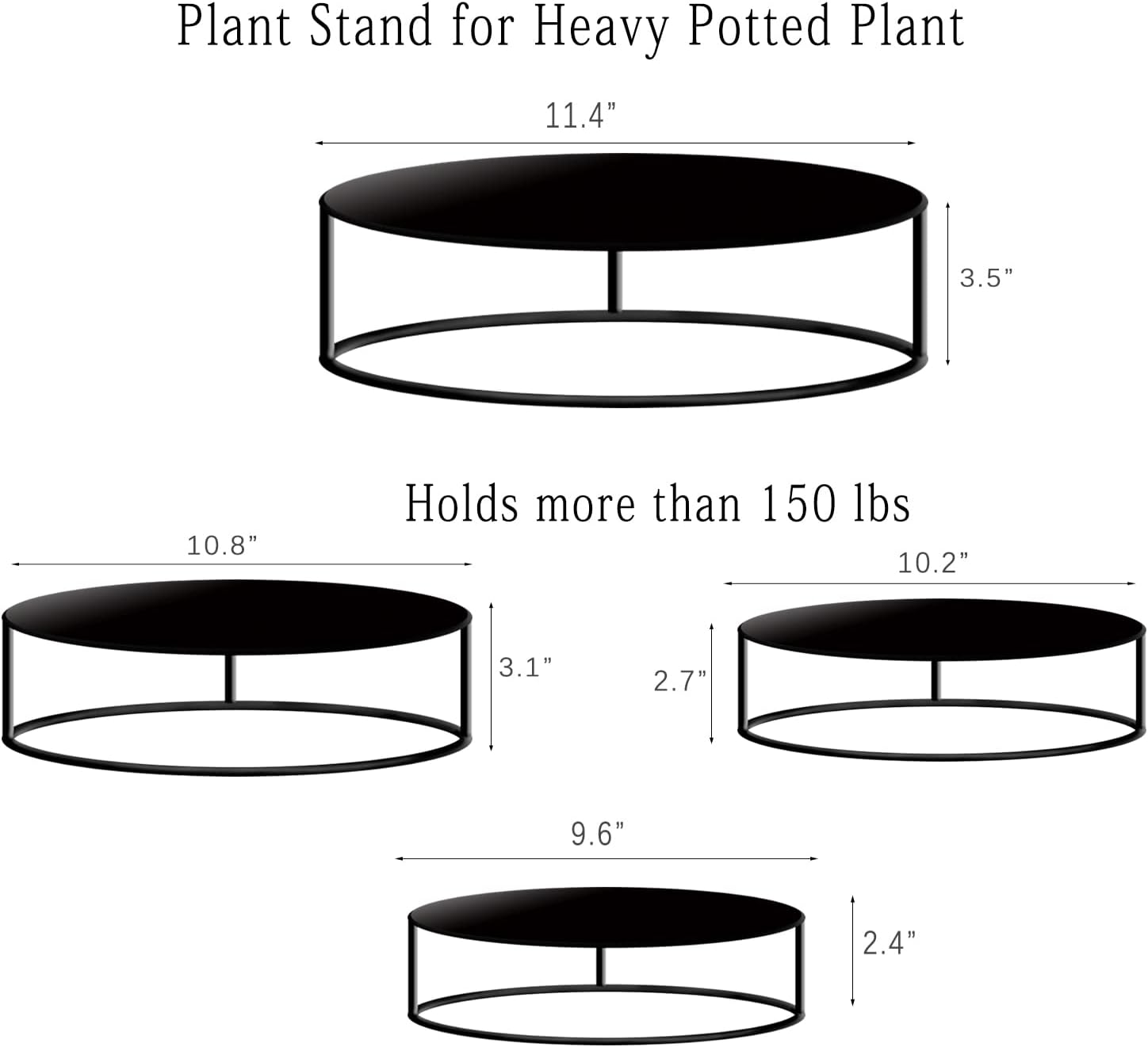 Metal Plant Stand for Outdoor Indoor Plants-4 Pack Heavy Duty Round Pl