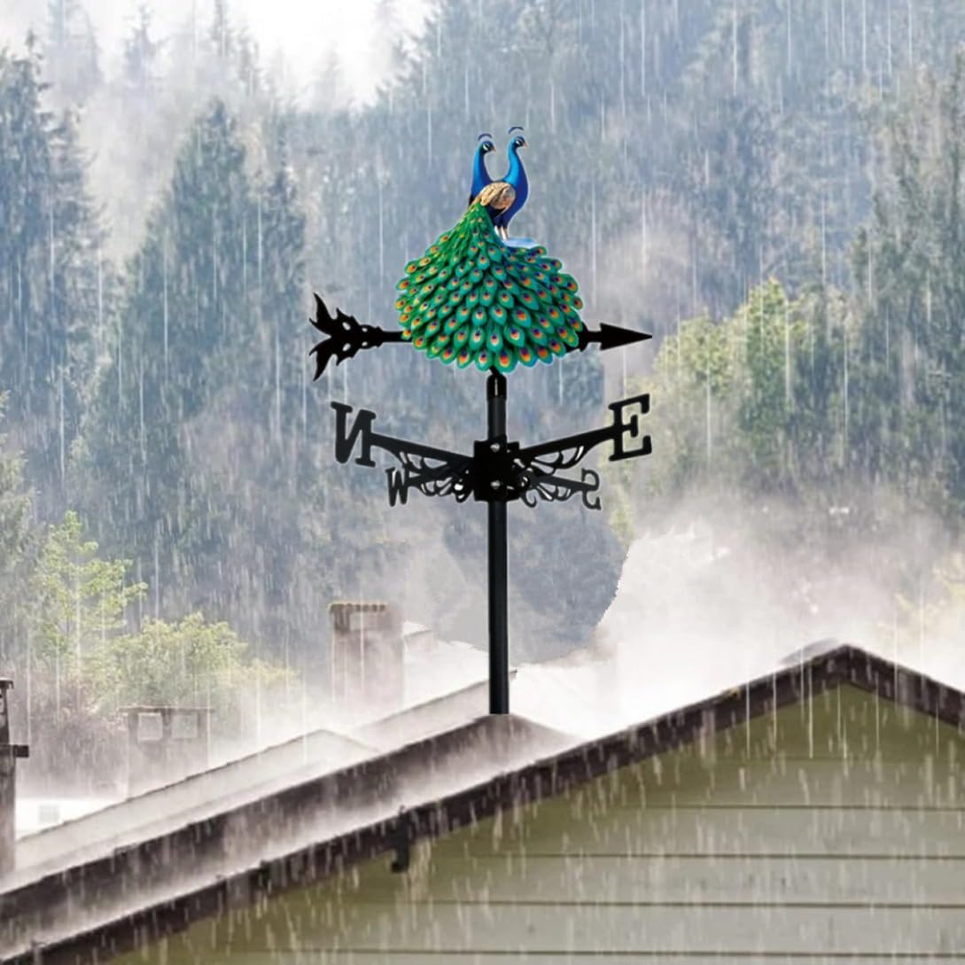 Colorful Rooster Weather Vane Spinner Wind Direction Farm Scene Stake Metal Outdoor Peacock Weathervane Ornament for Garden Yard Decoration (Eagle)