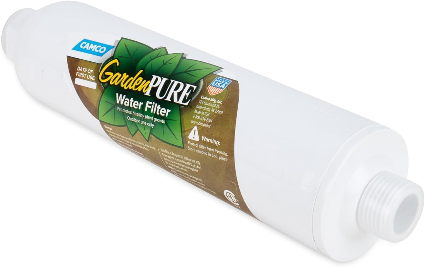 Camco GardenPURE Carbon Water Filter - Inline Garden Hose Water Filter