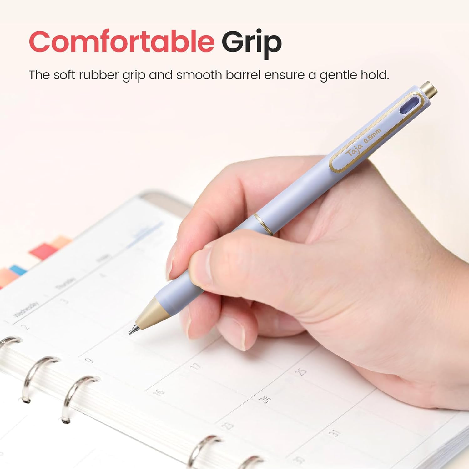 Taja Gel Pens, 6 Pcs Quick Dry Black Gel Ink Pens, 0.5mm Fine Point Sm