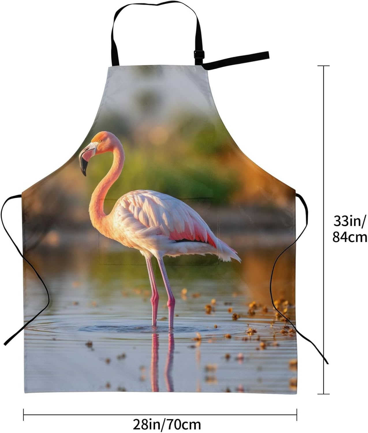 Cute Flamingo print Waterproof apron with pocket adjustable cooking apron for adult kitchen bibs to bake