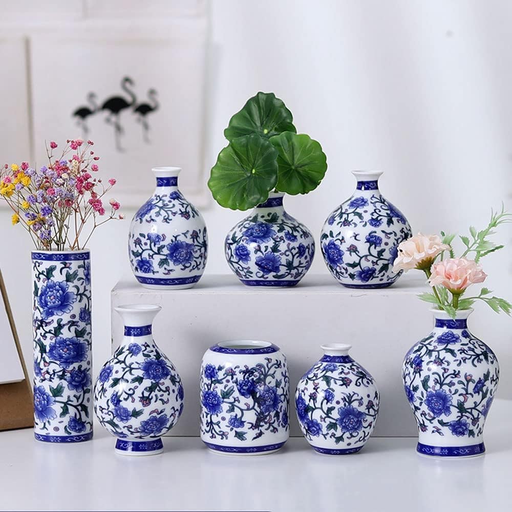 Chinoiserie Mini Decorative Porcelain Jar Blue and White Flower Pot Pl