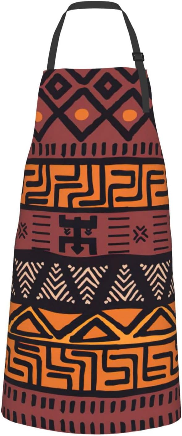 African Mud Cloth Tribal print Waterproof apron with pocket adjustable