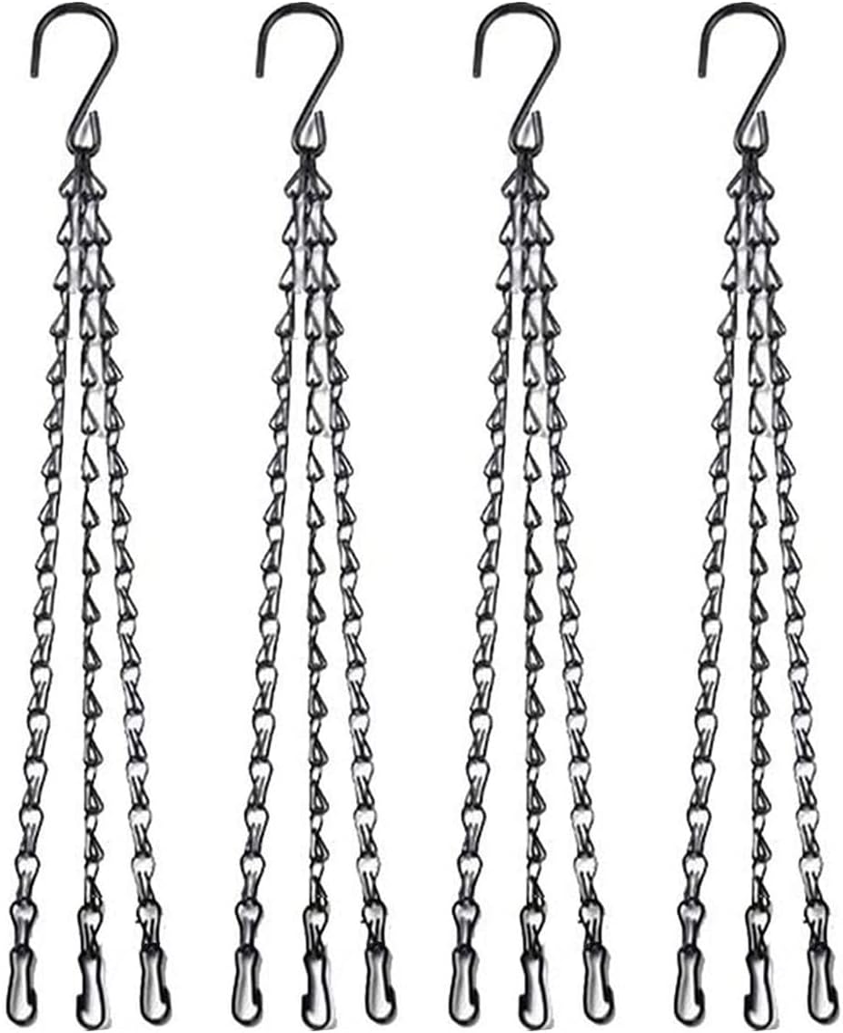 4pcs 18 inch Black Hanging Basket Chain with Hooks Flower Plant Pot Replacement Chain Hanger for Bird Feeders,Planters,Lanterns and Ornaments