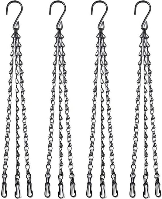 4pcs 18 inch Black Hanging Basket Chain with Hooks Flower Plant Pot Replacement Chain Hanger for Bird Feeders,Planters,Lanterns and Ornaments