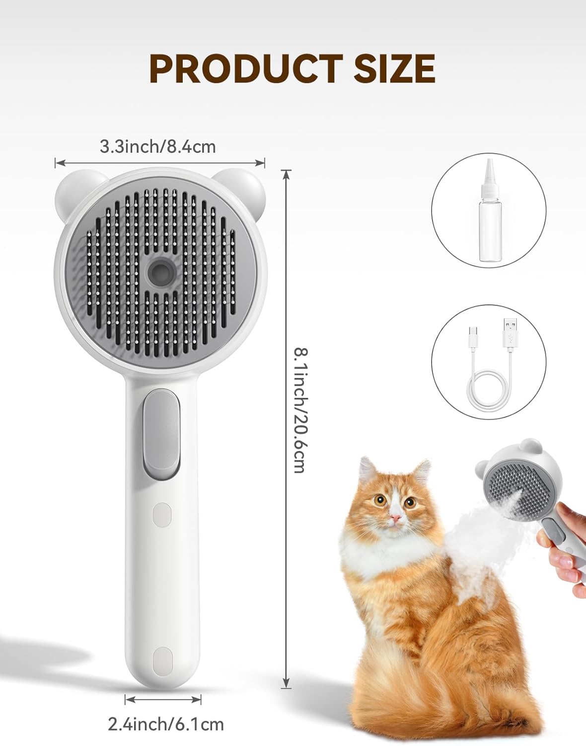 FEELNEEDY Cat Steam Brush, Brushes for Indoor Cats with Release Button