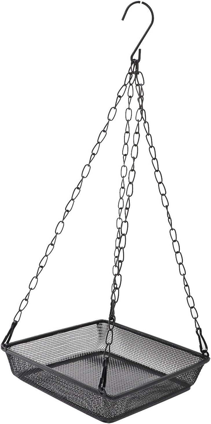 Bird Feeder Mesh Tray Hanging Design Outdoor Yard Garden Carbon Steel