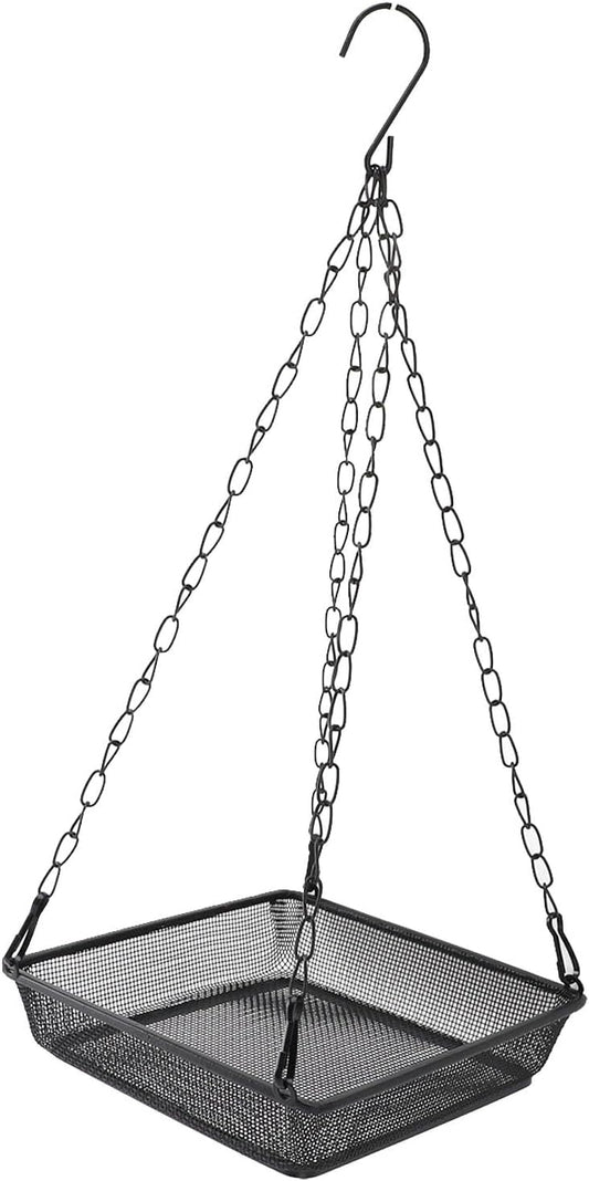 Bird Feeder Mesh Tray Hanging Design Outdoor Yard Garden Carbon Steel