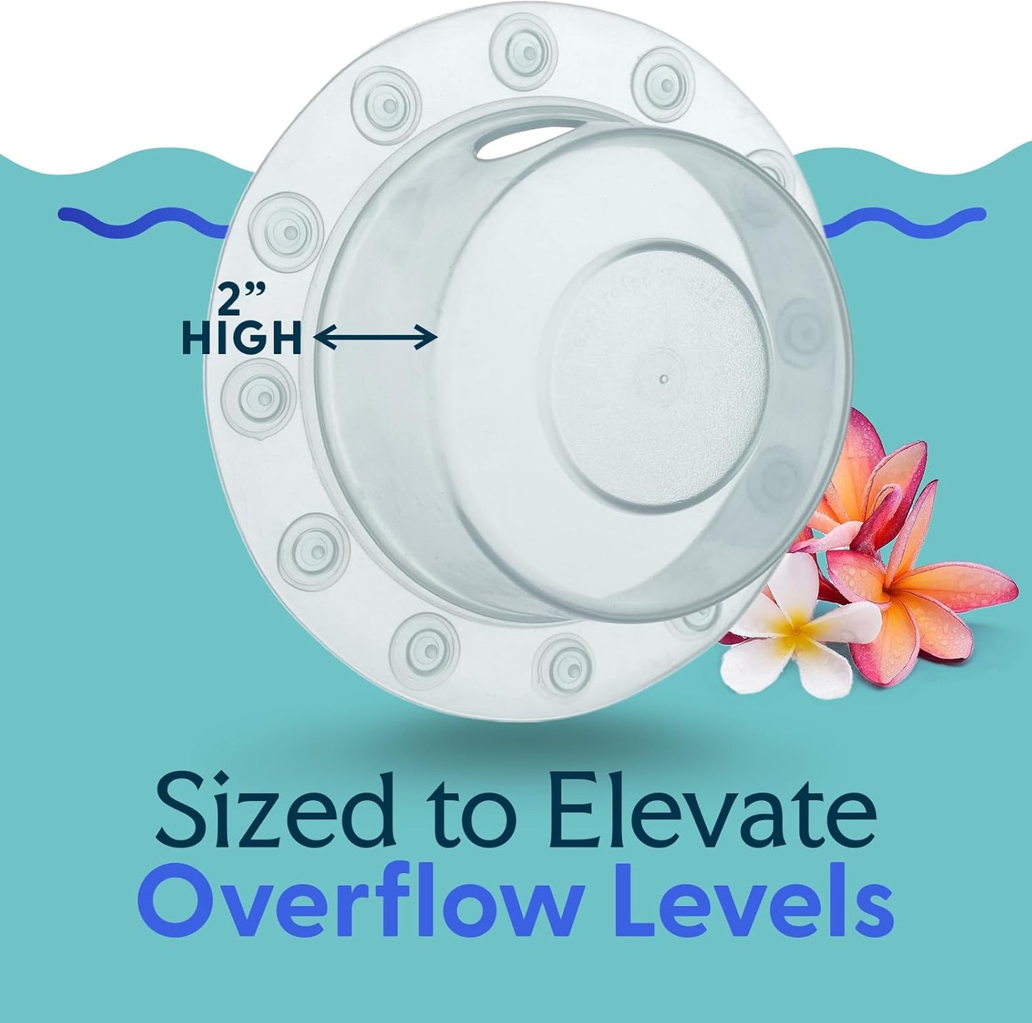 SlipX Solutions Bottomless Bath, Essential Overflow Drain Cover for Bathtub, Best Bath Accessories for Women, Adds Inches of Water to Your Tub for Deeper Soak, 4" Diameter, Clear