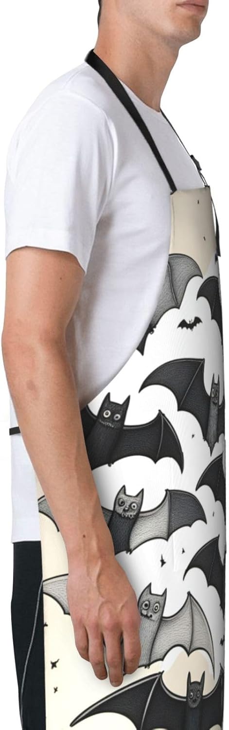 Halloween Flying Bats print Waterproof chef's apron with pocket apron for kitchen cooking baking barbecue and gardening