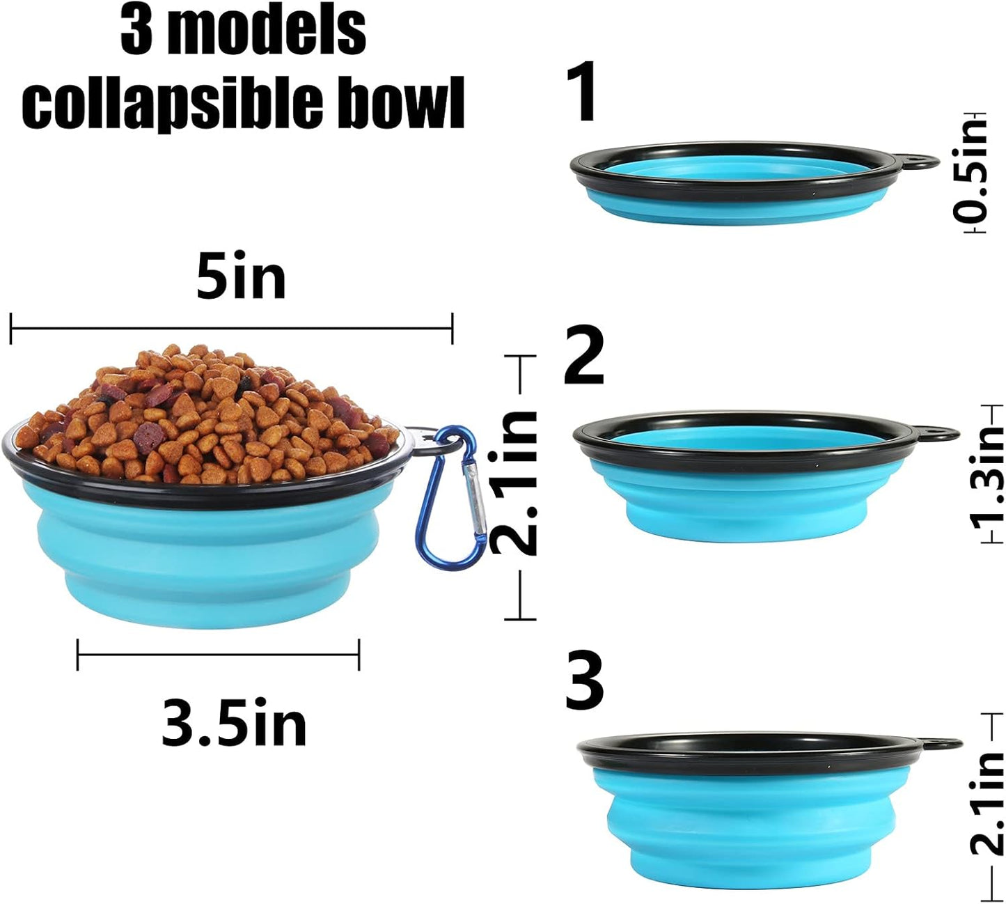 SLSON Collapsible Bowl with Cover Lids,2 Pack Dog Travel Bowls Portabl