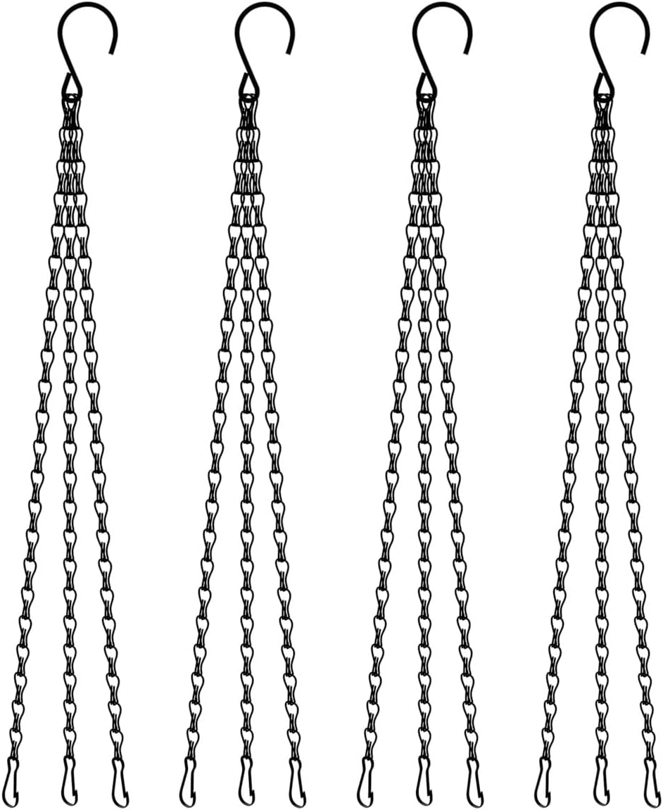 4PCS 20In Hanging Basket Chains, Chains for Hanging Baskets, chain plant hangers, Hanging Plant Chain, Pot Hangers decorative outdoor decorative chains for hanging bird feeder chain planter(Black)