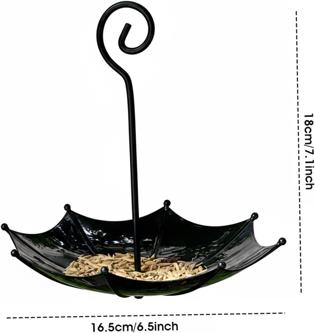 1PC Hanging Bird Feeder Tray Umbrella Shaped Hanging Bird Bath for Outside, Easy to Fill and Clean Crow Feeder for Garden Decor, Black.