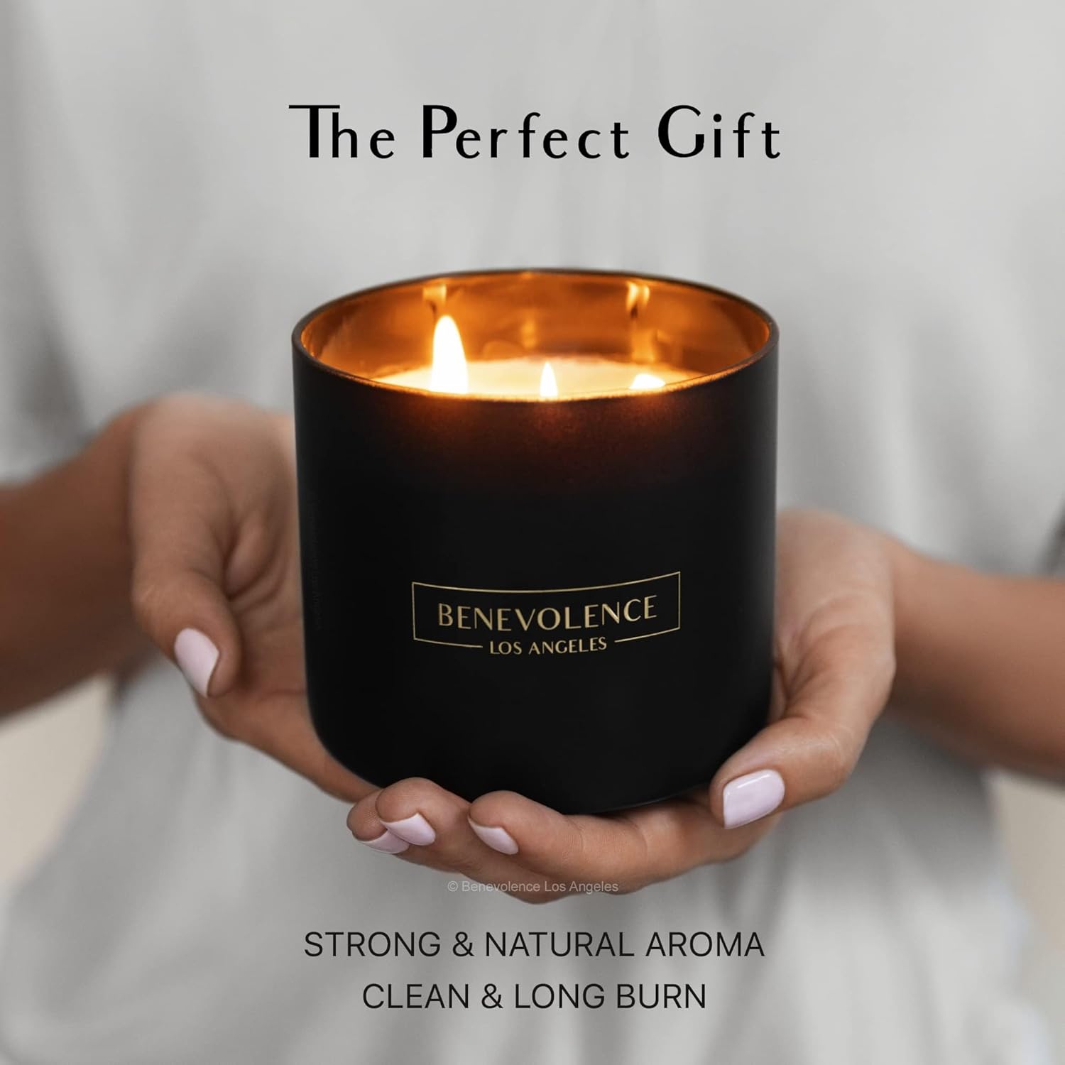 Benevolence LA 3 Wick Candle, Bergamot & Jasmine Large Christmas Scent